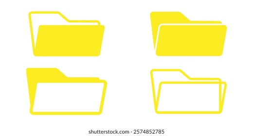 folder icons set. Folder, operating system, computer, access, remotely, storage, internet, security, privacy. technology concept. vector line icon in different styles. Design eps 10