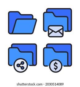 conjunto de iconos de carpeta. Perfecto para aplicaciones móviles de sitios web, iconos de aplicaciones, presentación, ilustración y cualquier otro proyecto.