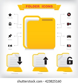 Folder icons set. web and mobile design element, Illustration vector.