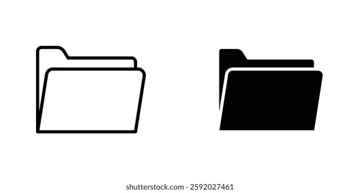 Folder icons. stroke line and black solid icons