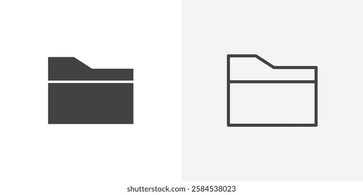 Folder icons vectors illustrations in black fill and liner versions