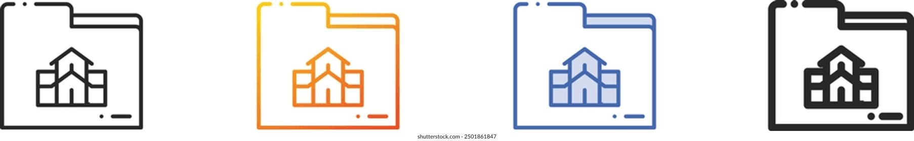 folder icon.Thin Linear, Gradient, Blue Stroke and bold Style Design Isolated On White Background