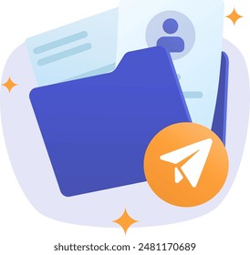 A folder illustration shows an open or closed folder icon with documents or files inside. This image symbolizes the process of storing and organizing data, visually reflecting file management