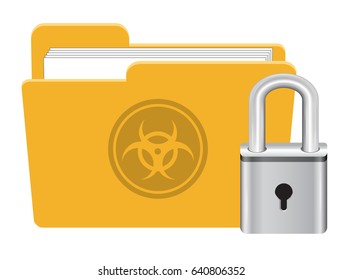 folder infected virus with master key lock icon vector