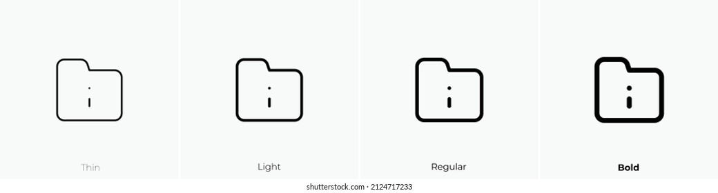 folder info icon. Thin, Light Regular And Bold style design isolated on white background