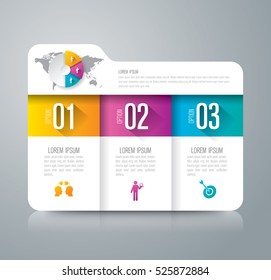 Folder infographic design vector and marketing icons can be used for workflow layout, diagram, annual report, web design. Business concept with 3 options, steps or processes.