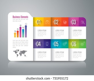 Folder infographic design vector and marketing icons can be used for workflow layout, diagram, annual report, web design. Business concept with 6 options, steps or processes.