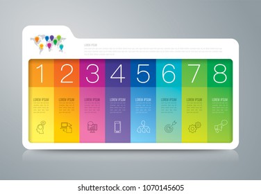 Folder infographics design vector and marketing icons can be used for workflow layout, diagram, annual report, web design. Business concept with 8 options, steps or processes.
