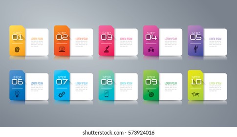 Folder infographics design vector and marketing icons can be used for workflow layout, diagram, annual report, web design. Business concept with 10 options, steps or processes.