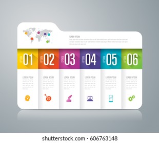 Folder infographics design vector and marketing icons can be used for workflow layout, diagram, annual report, web design. Business concept with 6 options, steps or processes.