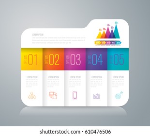 Folder infographics design vector and marketing icons can be used for workflow layout, diagram, annual report, web design. Business concept with 5 options, steps or processes.