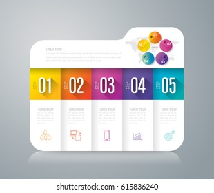Folder infographics design vector and marketing icons can be used for workflow layout, diagram, annual report, web design. Business concept with 5 options, steps or processes.