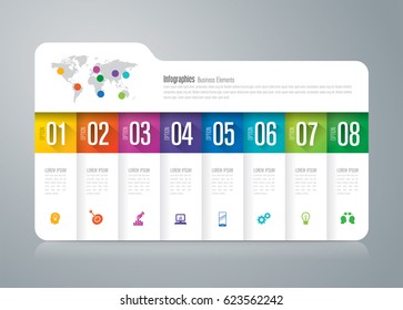 Folder infographics design vector and marketing icons can be used for workflow layout, diagram, annual report, web design. Business concept with 8 options, steps or processes.