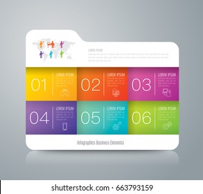 Folder infographics design vector and marketing icons can be used for workflow layout, diagram, annual report, web design. Business concept with 6 options, steps or processes.