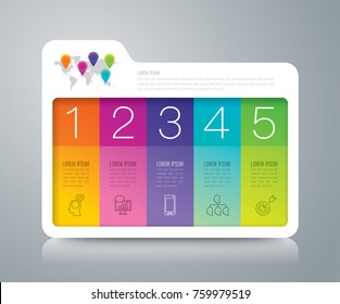 Folder infographics design vector and marketing icons can be used for workflow layout, diagram, annual report, web design. Business concept with 5 options, steps or processes.
