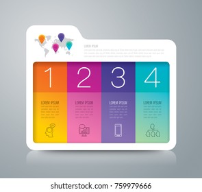 Folder infographics design vector and marketing icons can be used for workflow layout, diagram, annual report, web design. Business concept with 4 options, steps or processes.