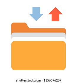 Folder with in-out arrows vector illustration in flat color design