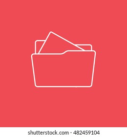 Folder Inserted Line Icon On Red Background