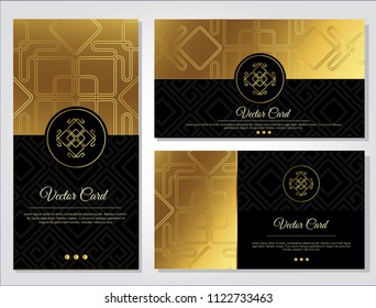 Folder, Invitation, Card Template Gold Luxury Gold Vector collection