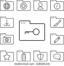 Folder key icon in a collection with other items