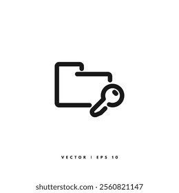 Folder Key Icon. Editable Stroke