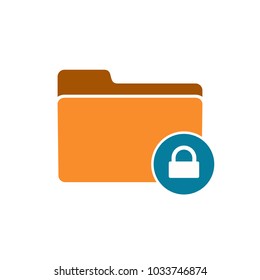 Folder key lock password private protection security icon. Vector icon