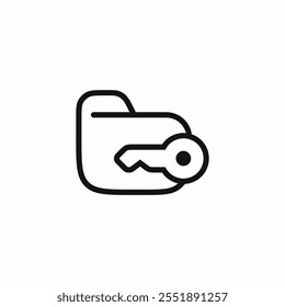 Vector de signo de icono de seguridad de protección de clave de carpeta