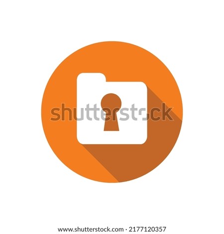 Folder and keyhole logo icon design template, secret document logo, locked files icon, flat design style illustration
