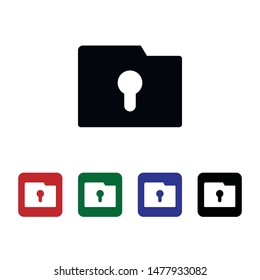 Folder, keyhole, private, icon, flat. Element of security for mobile concept and web apps illustration. Thin flat icon for website design and development, app. Vector icon