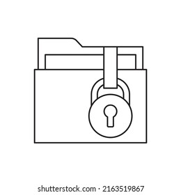 Folder with keyhole, private folder icon line style icon, style isolated on white background