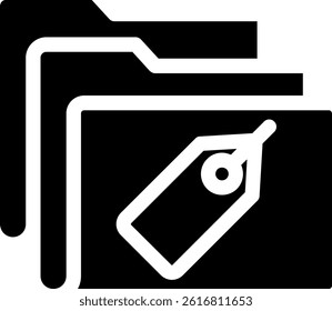 Folder Label Glyph Vector Icon Design