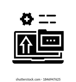 folder laptop glyph icon vector. folder laptop sign. isolated contour symbol black illustration