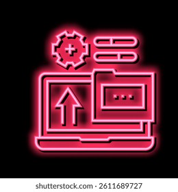 folder laptop neon light sign vector. folder laptop sign. isolated symbol illustration