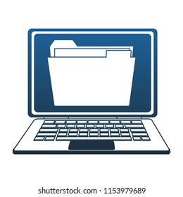 Folder in laptop screen blue lines