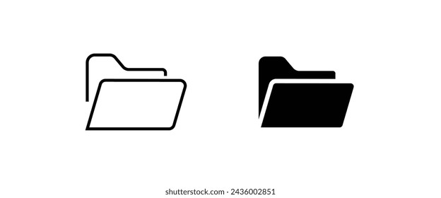 folder line, flat icons set, editable stroke isolated on white, linear vector outline illustration, symbol logo design style