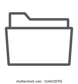 Folder line icon, office and work, file sign, vector graphics, a linear pattern on a white background, eps 10.