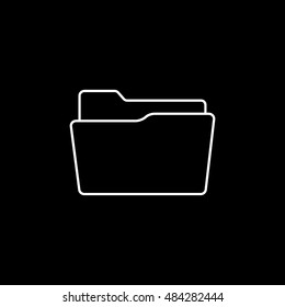 Folder Line Icon On Black Background