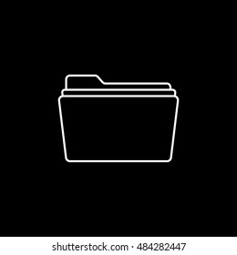 Folder Line Icon On Black Background
