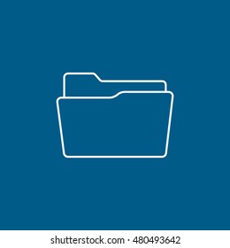 Folder Line Icon On Blue Background
