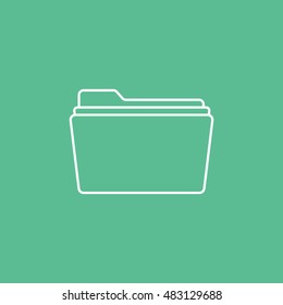 Folder Line Icon On Green Background