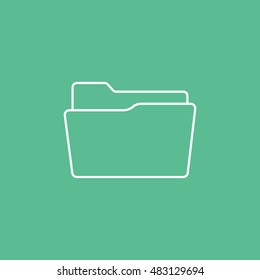 Folder Line Icon On Green Background