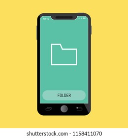 Folder Line Icon on Mobile Screen.