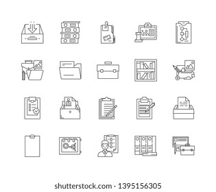 Folder  line icon signs. Linear vector outline illustration set concept.
