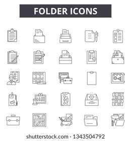 Folder line icons for web and mobile design. Editable stroke signs. Folder  outline concept illustrations
