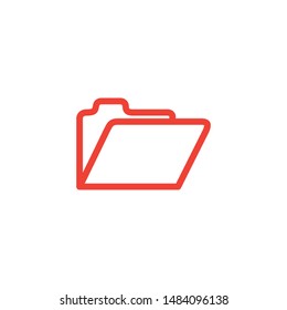 Folder Line Red Icon On White Background. Red Flat Style Vector Illustration.