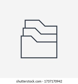 Icono de vector de línea de carpeta. Archivo del símbolo del vector del documento. Organizar iconos de concepto para el diseño web. Icono moderno de papel de oficina para el diseño de aplicaciones. Iconos lineales planos mínimos para el encuadernador de la cartera
