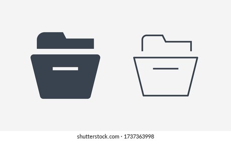 Folder line vector icon. Archive document vector symbol. Organize concept icons set for web design. Modern flat  office paper icon for app design. Portfolio binder minimal flat linear icons