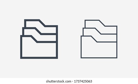 Folder line vector icon. Archive document vector symbol. Organize concept icons set for web design. Modern flat  office paper icon for app design. Portfolio binder minimal flat linear icons