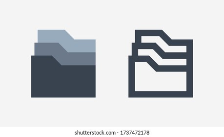 Folder line vector icon. Archive document vector symbol. Organize concept icons set for web design. Modern flat  office paper icon for app design. Portfolio binder minimal flat linear icons