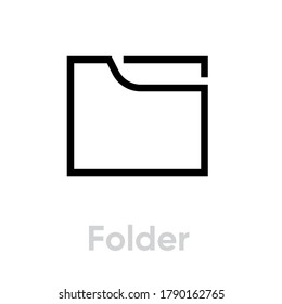 Folder linear icon in flat style. Editable vector stroke. Single pictogram. Simple folder badge. Paper case archive for document and reports isolated on white.